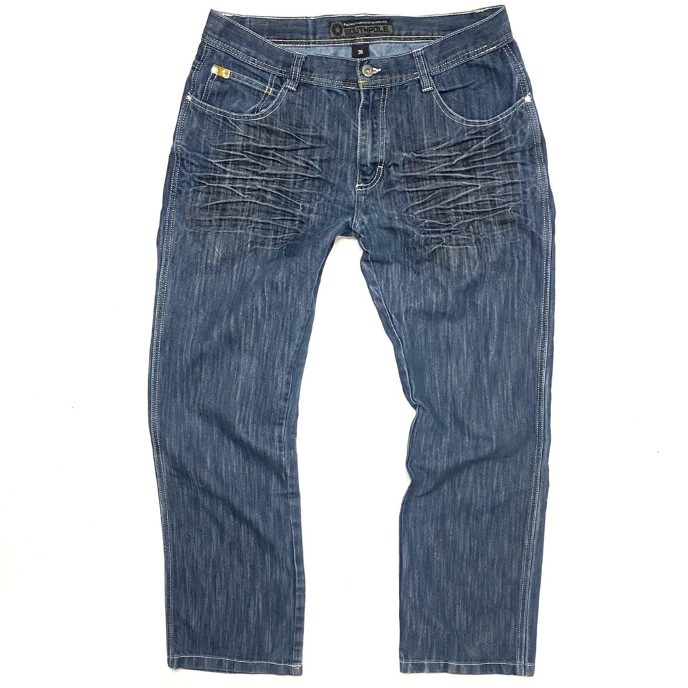 Vintage Y2K SouthPole Men’s Baggy Streetwear Dark Wash Denim Jeans Size 36x31
